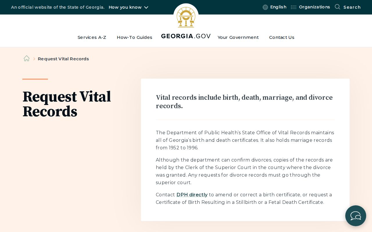 Georgia vital records requests for Gwinnett County residents directory research