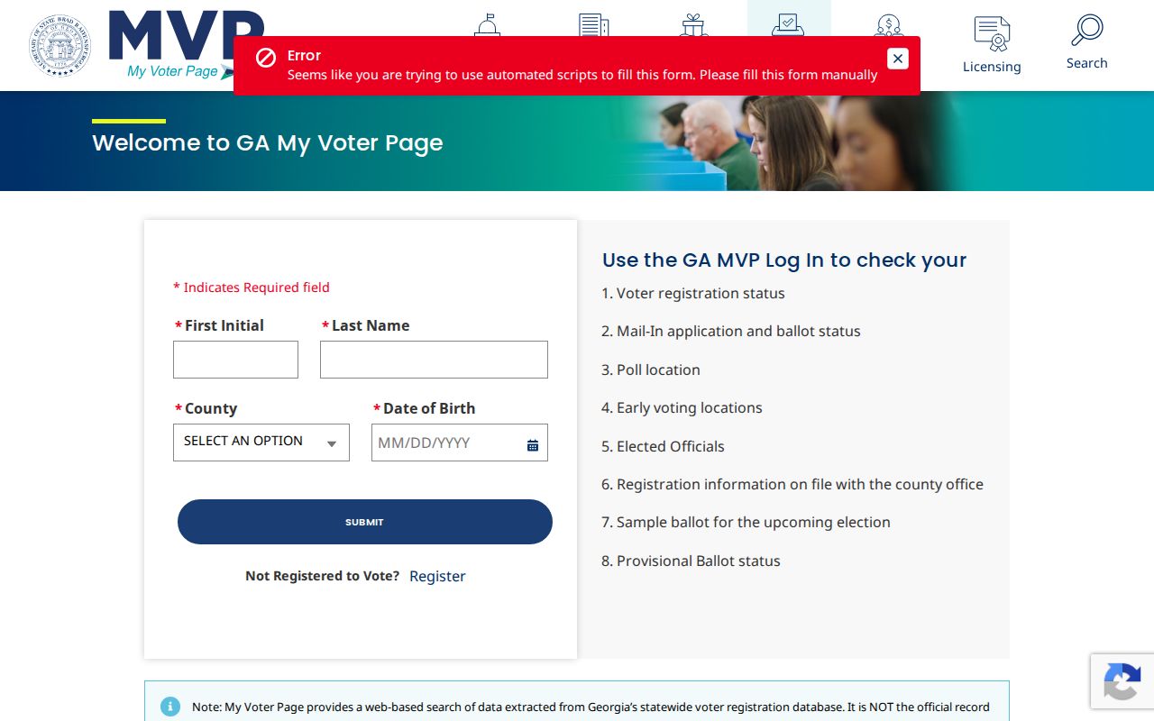 Georgia My Voter Page for Gwinnett County residents directory research