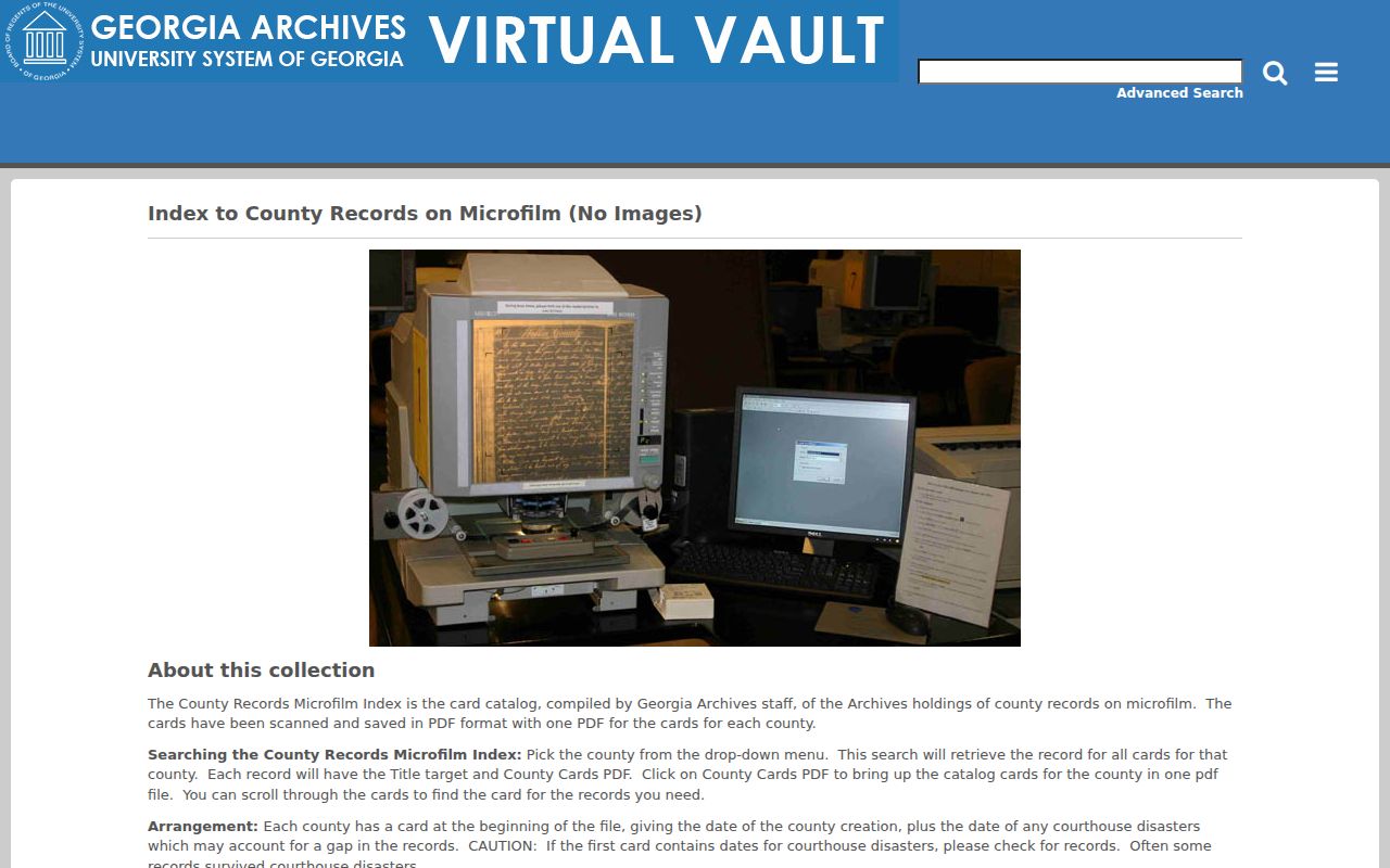 Georgia Archives county records microfilm index