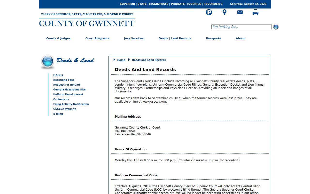 Gwinnett County deeds and land records page